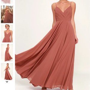 NWT Lulus All About Love Rusty Rose Maxi Dress, L